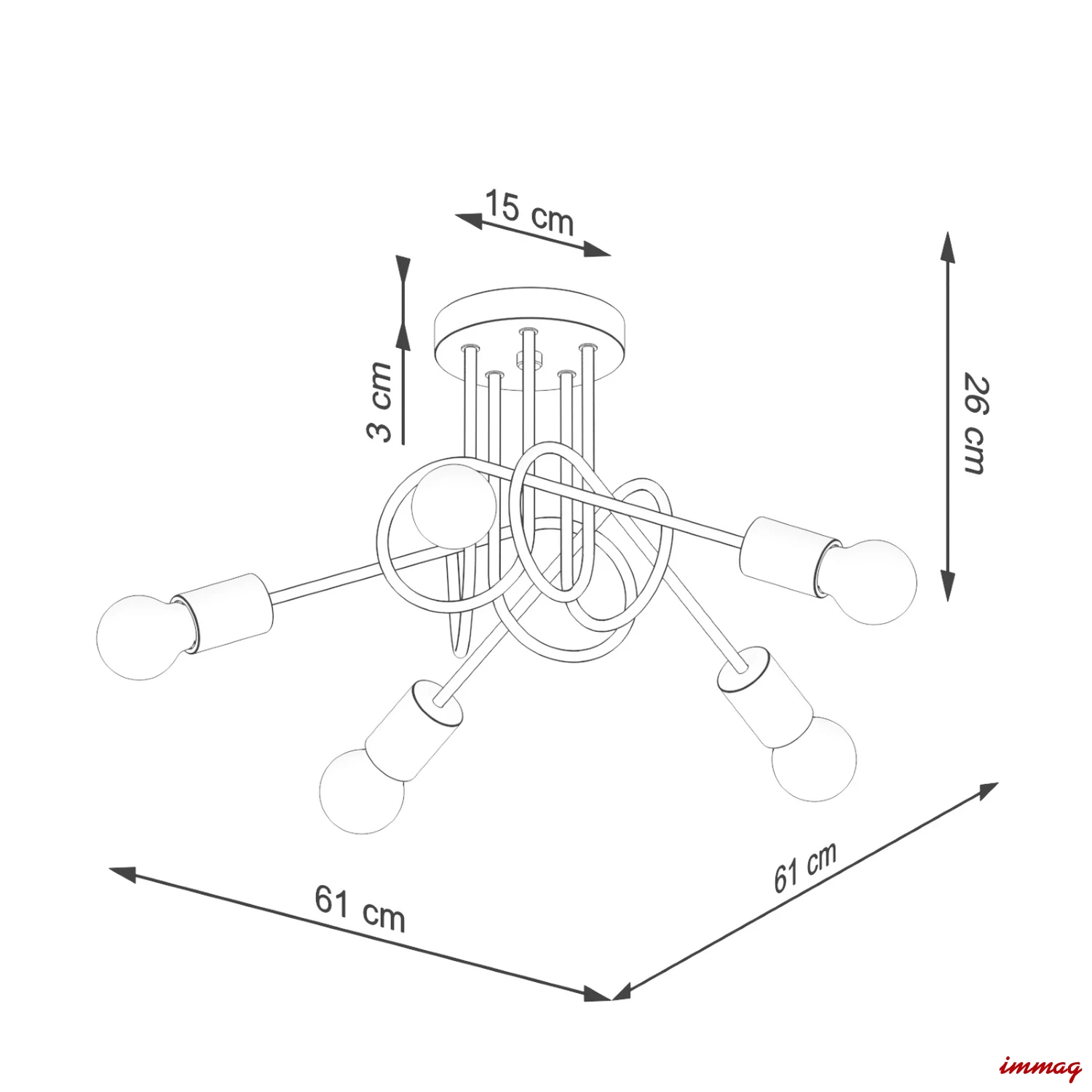 Lampa wisząca EMBER 5 biała żyrandol SL.1475 SOLLUX LIGHTING - wymiary