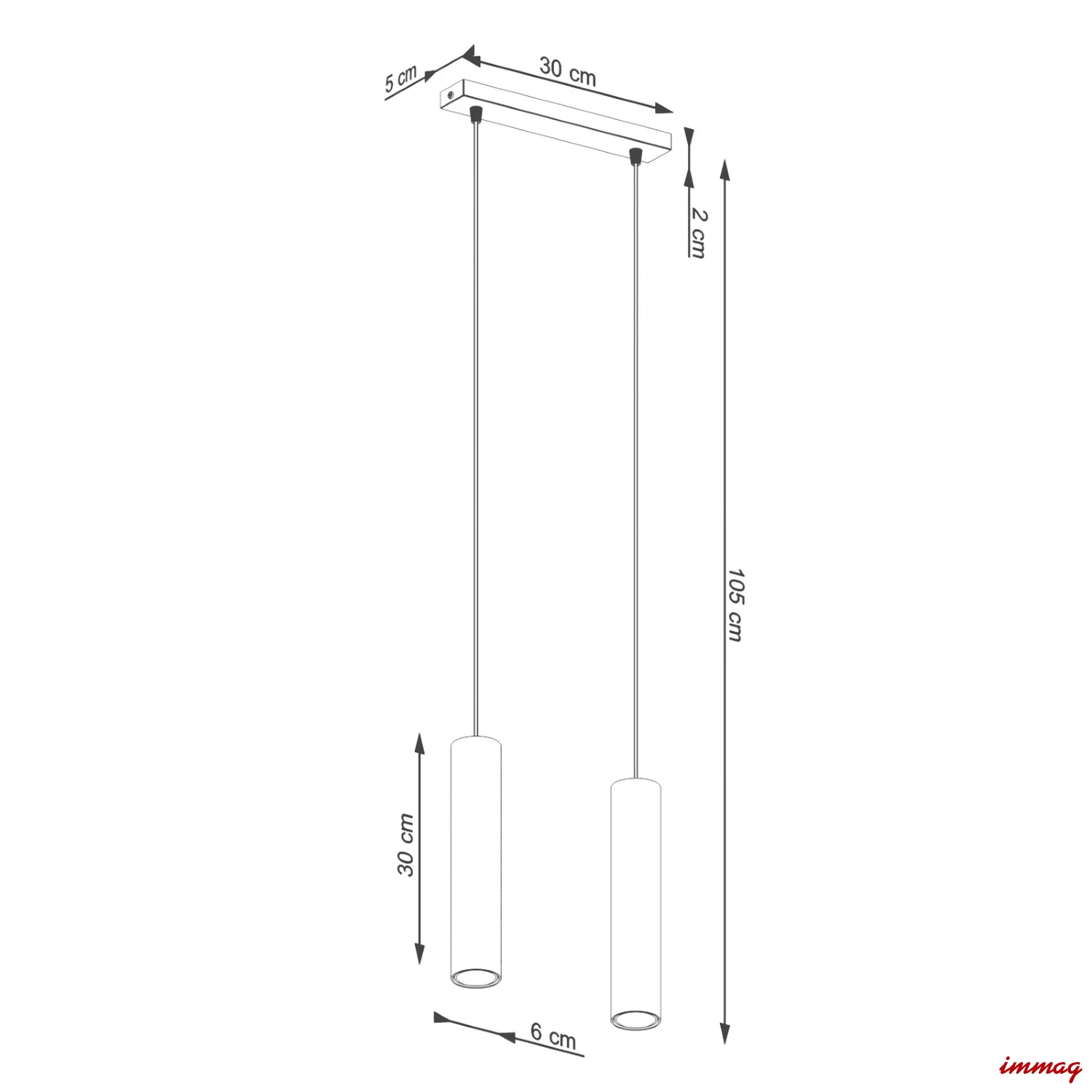 Lampa wisząca LAGOS 2 zielona oliwka zwis SL.1485 SOLLUX LIGHTING - wymiary