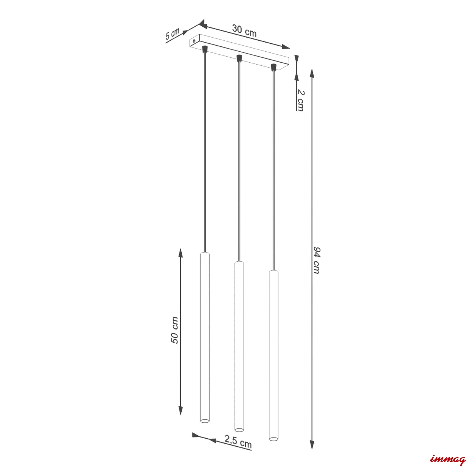 Lampa wisząca PASTELO 3 zielona oliwka zwis SL.1520 SOLLUX LIGHTING - wymiary