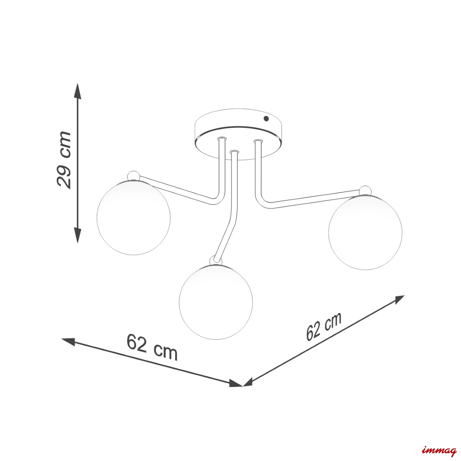 Lampa wisząca ASTRAL 3 biała żyrandol SL.1659 SOLLUX LIGHTING - wymiary