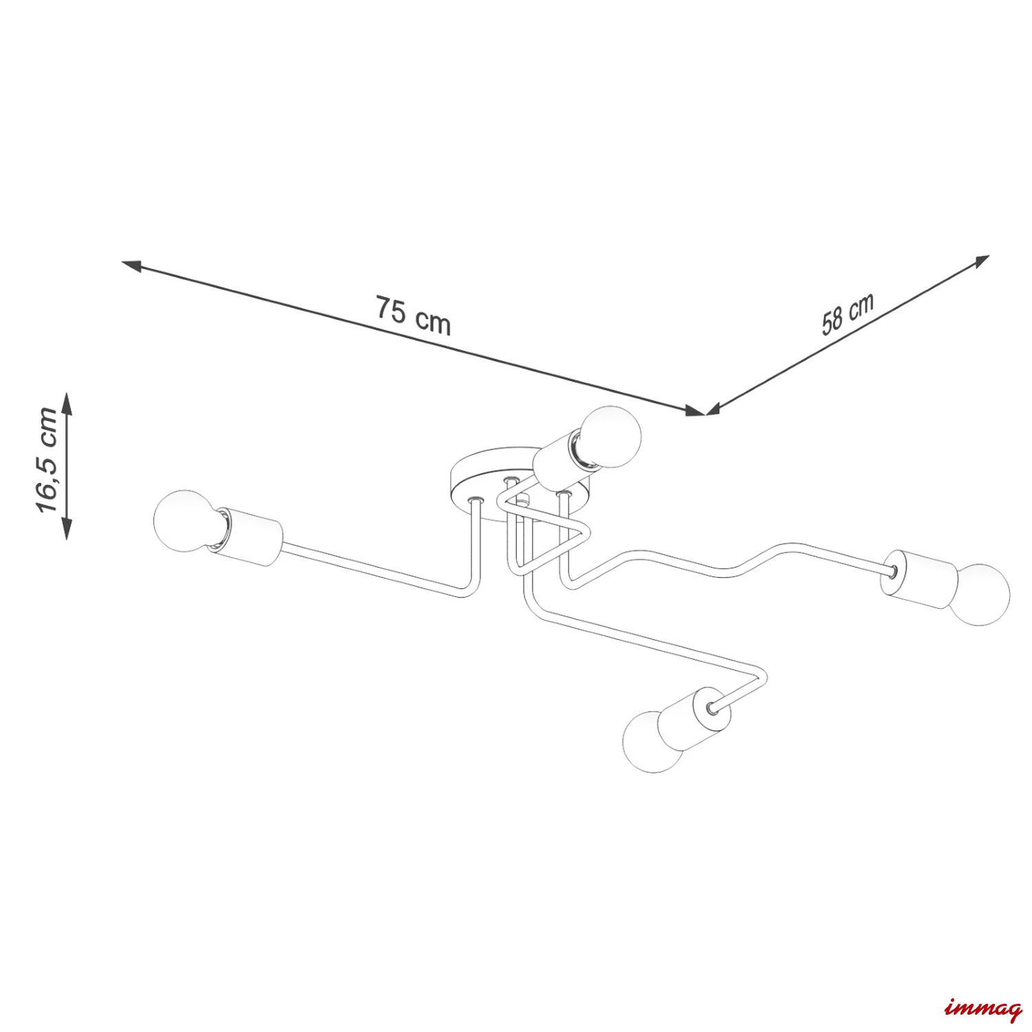 Lampa wisząca TIMBO 4 biała żyrandol SL.1665 SOLLUX LIGHTING - wymiary