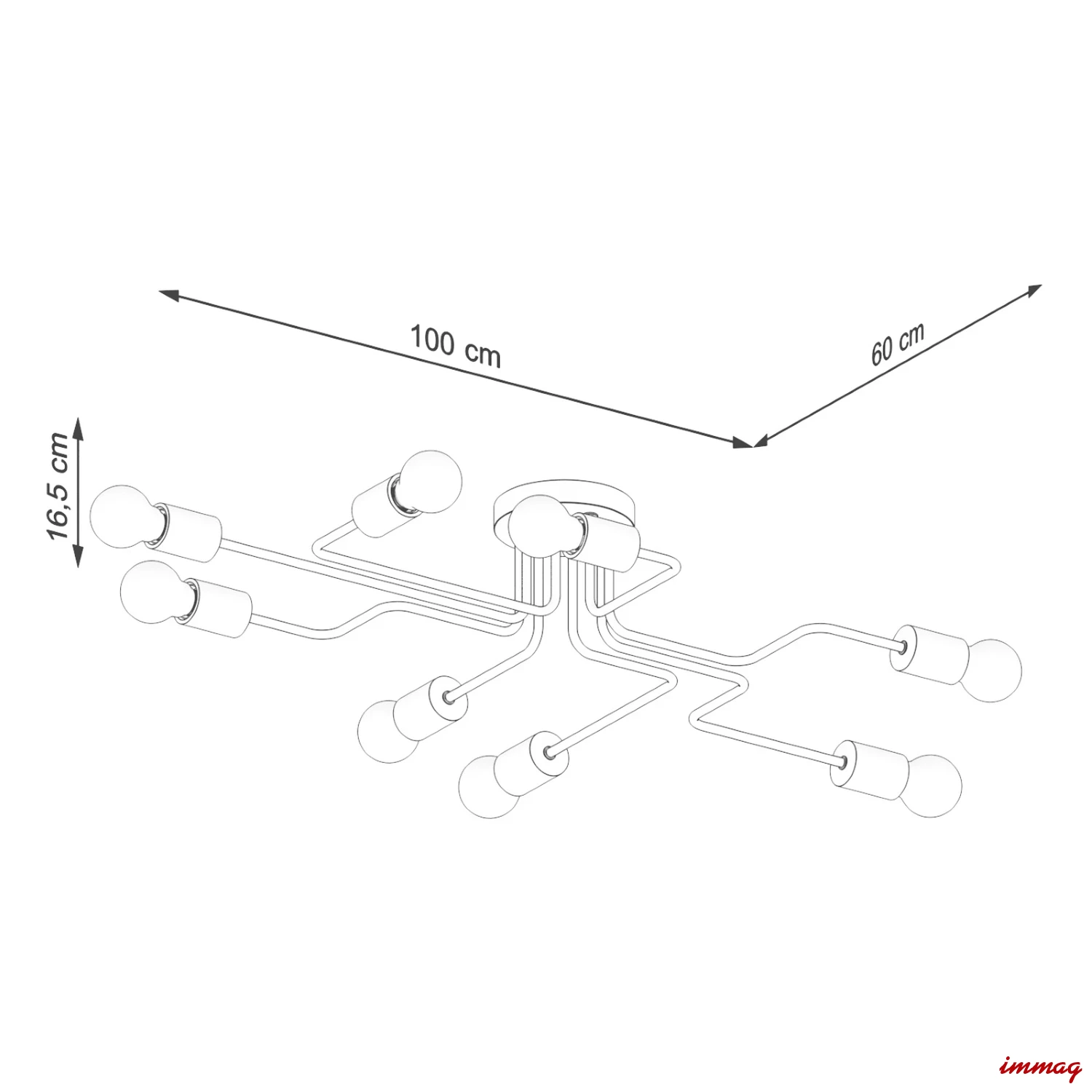Lampa wisząca TIMBO 8 biała żyrandol SL.1667 SOLLUX LIGHTING - wymiary