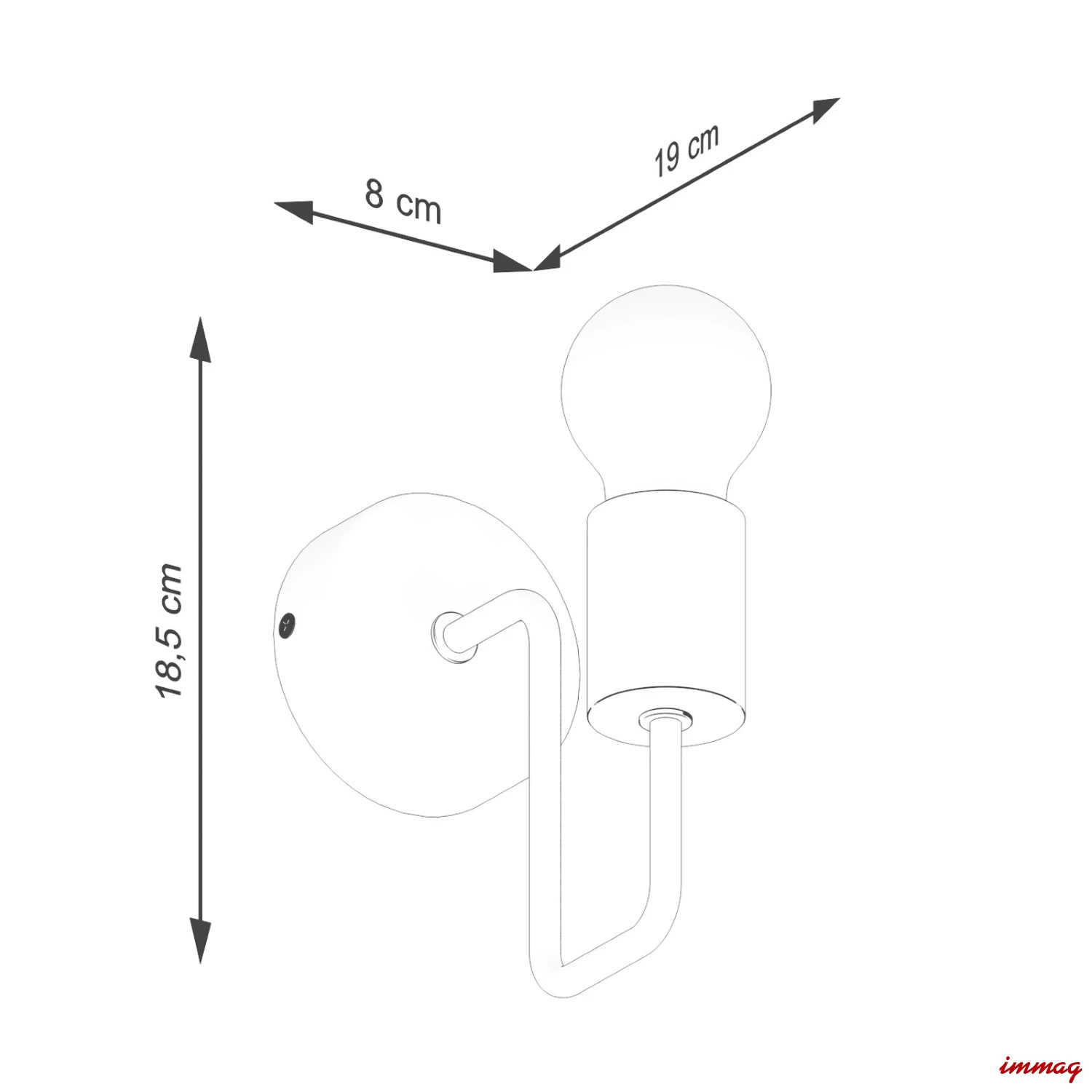 Lampa ścienna TIMBO czarna kinkiet SL.1668 SOLLUX LIGHTING - wymiary