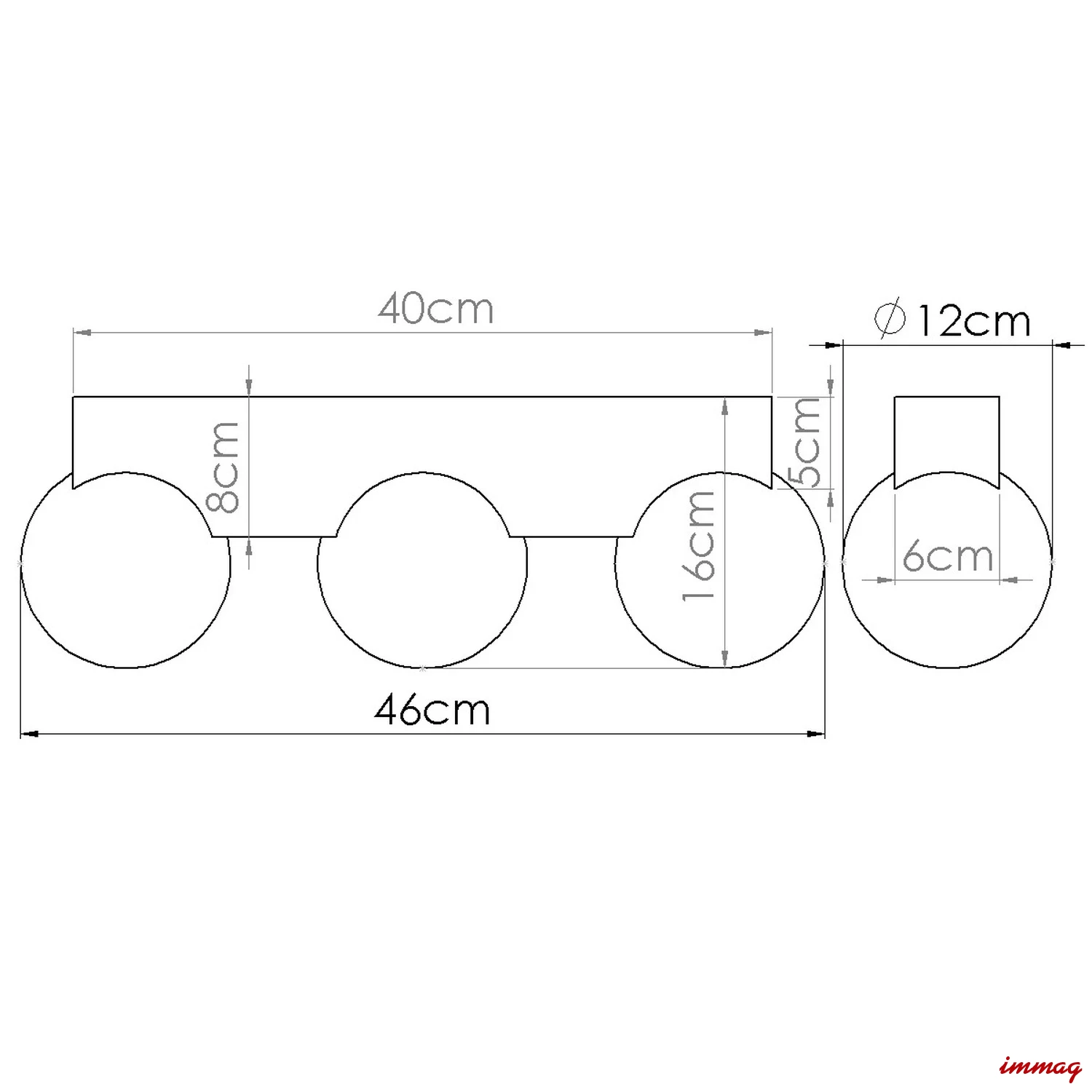 Lampa sufitowa BULBO 3 naturalne drewno plafon SL.1684 SOLLUX LIGHTING - wymiary