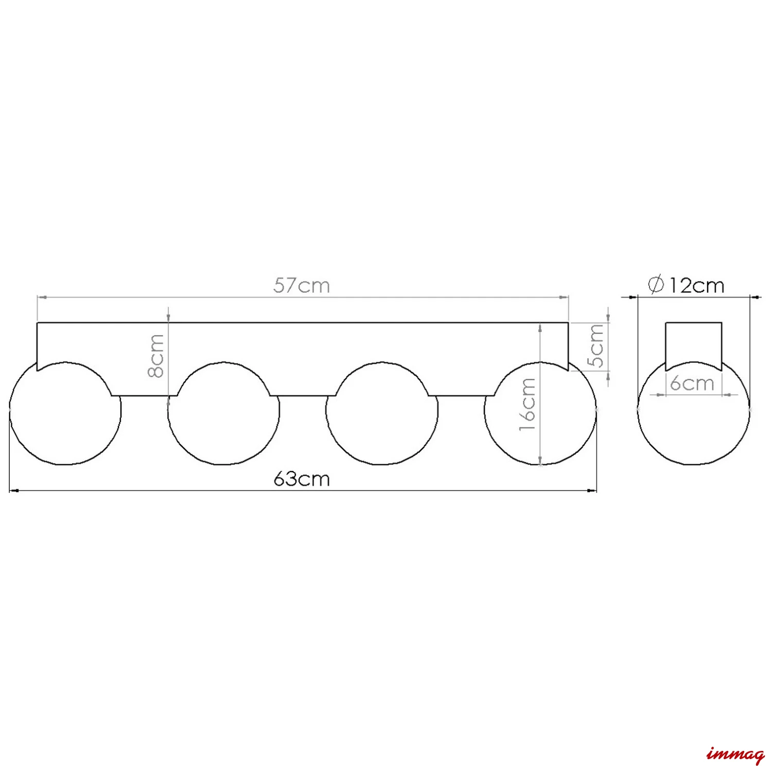 Lampa sufitowa BULBO 4 naturalne drewno plafon SL.1685 SOLLUX LIGHTING - wymiary