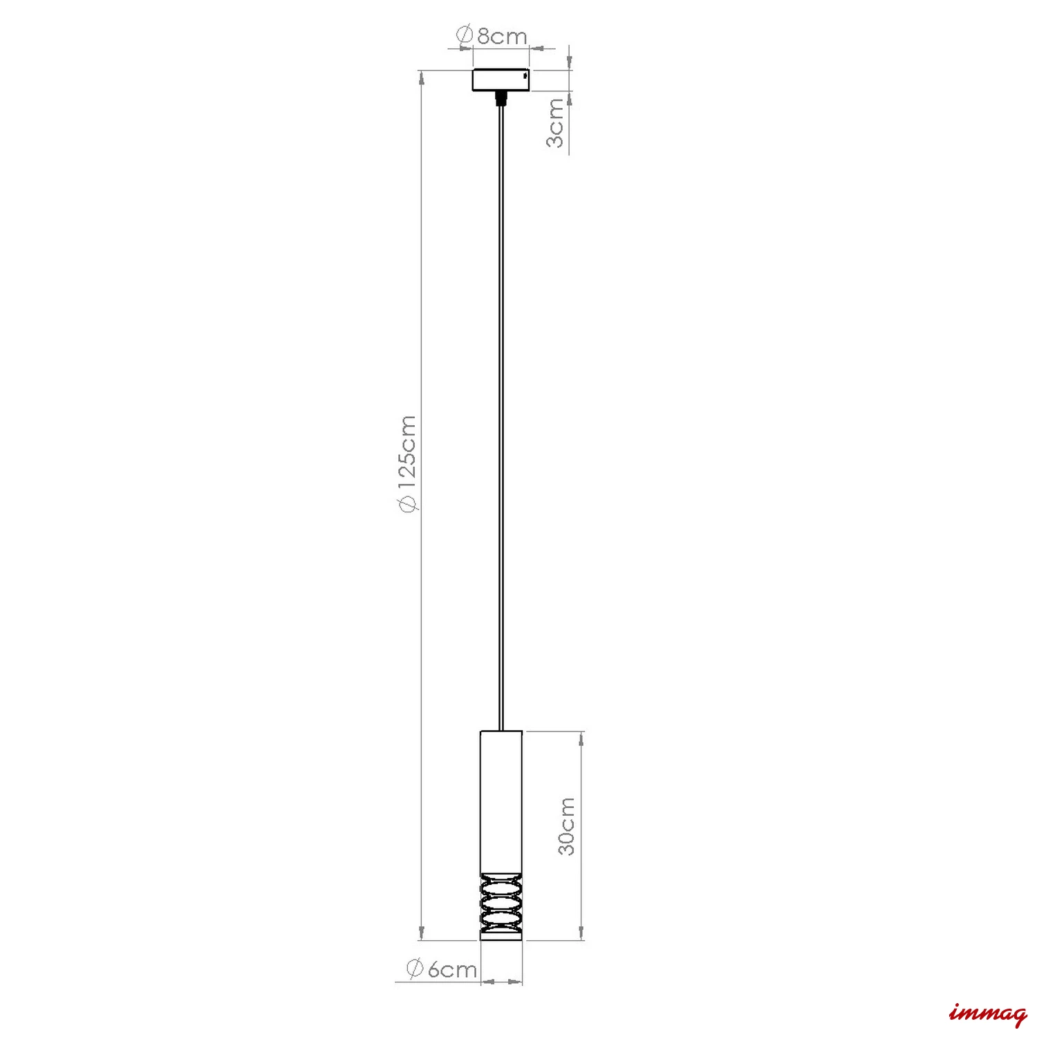 Lampa wisząca LAMI 1 biała zwis SL.1686 SOLLUX LIGHTING - wymiary