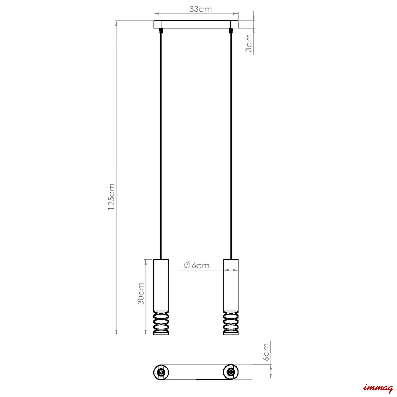 Lampa wisząca LAMI 2 biała zwis SL.1687 SOLLUX LIGHTING - wymiary