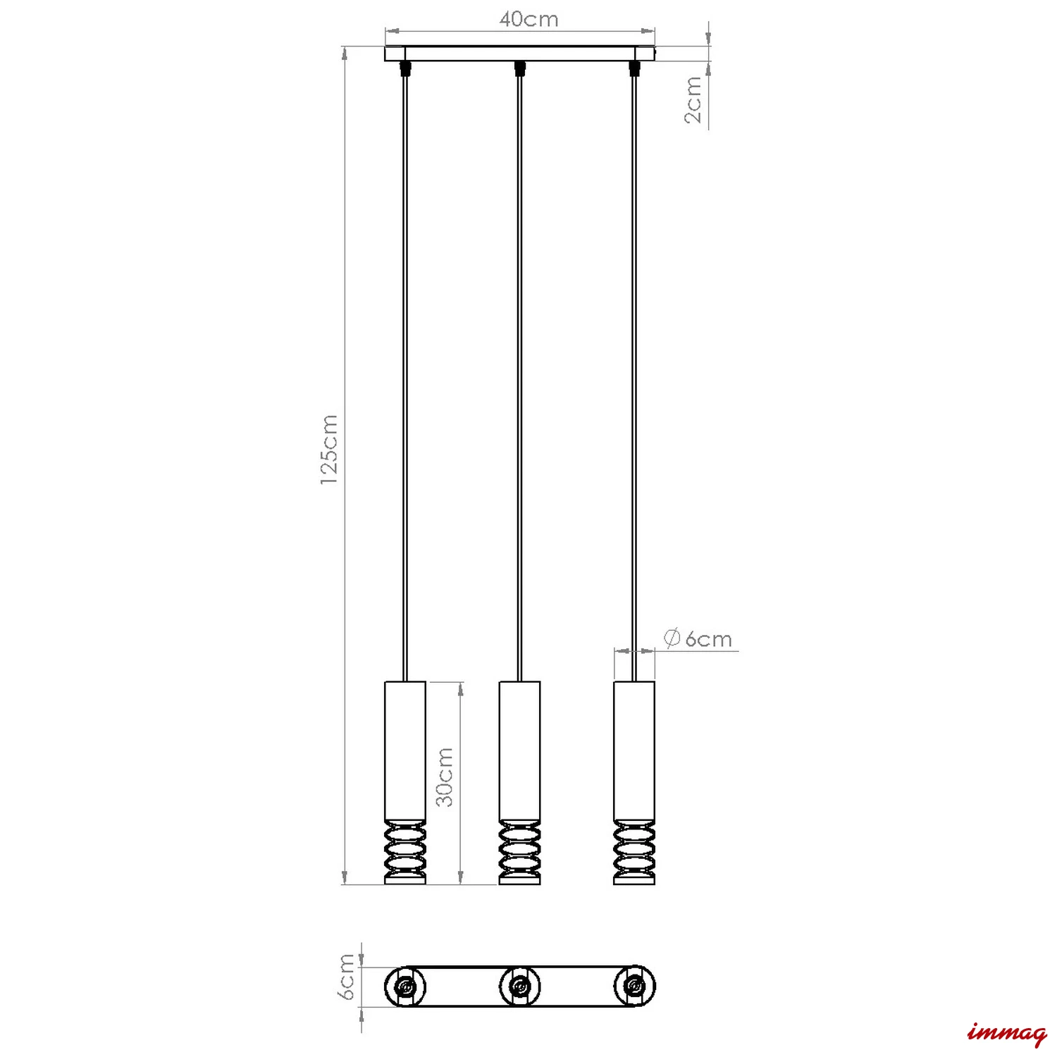 Lampa wisząca LAMI 3L biała zwis SL.1688 SOLLUX LIGHTING - wymiary