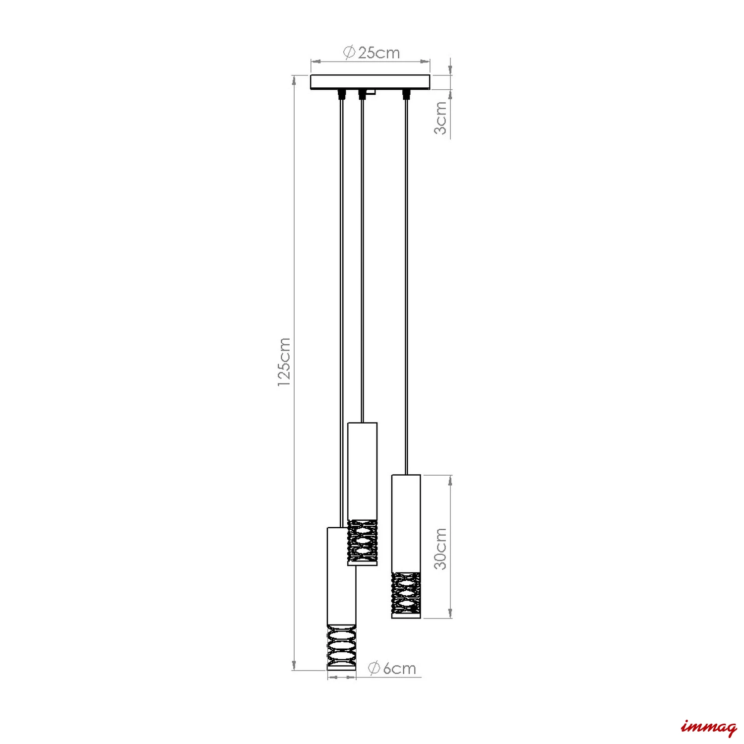 Lampa wisząca LAMI 3P biała zwis SL.1689 SOLLUX LIGHTING - wymiary