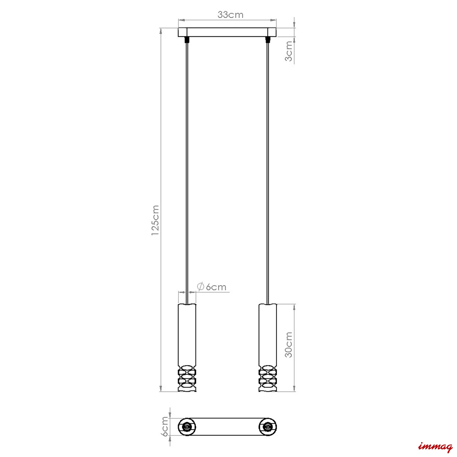 Lampa wisząca LIRO 2 biała zwis SL.1692 SOLLUX LIGHTING - wymiary
