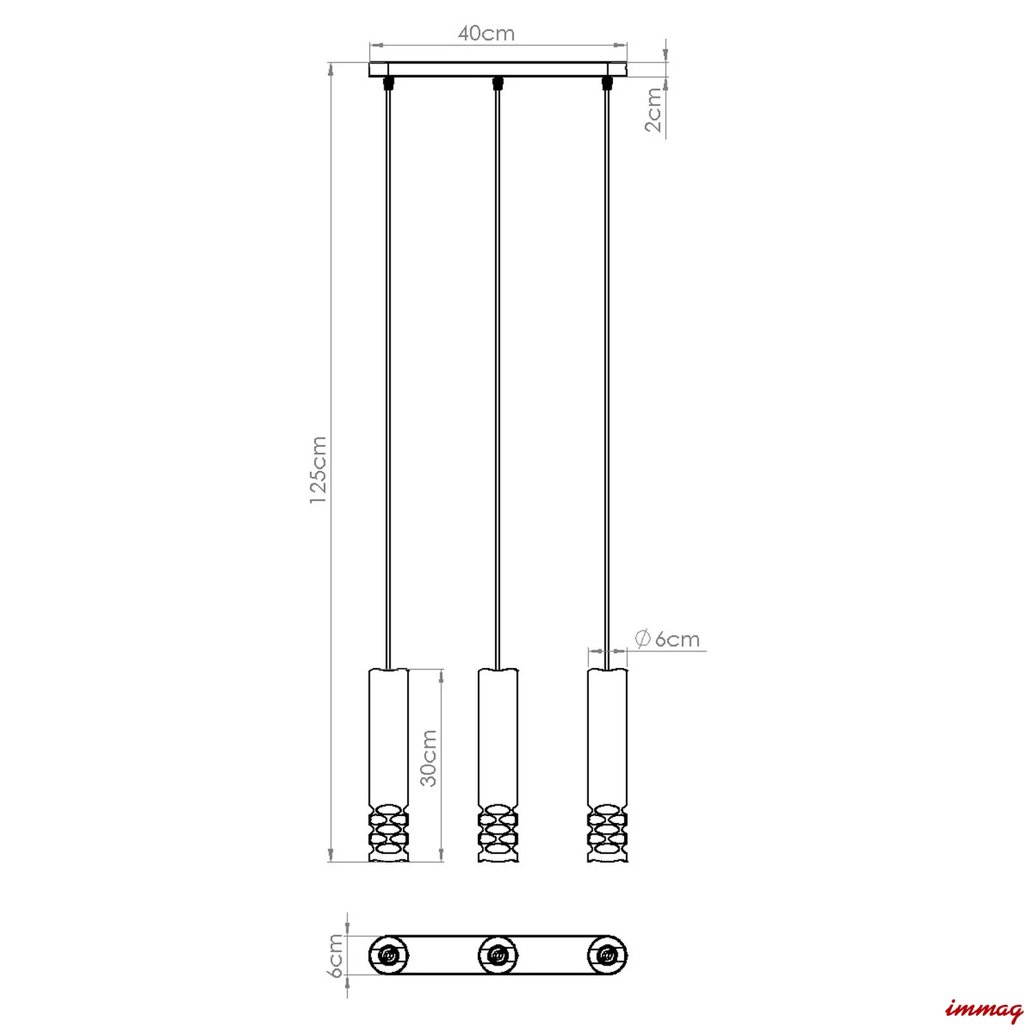 Lampa wisząca LIRO 3L biała zwis SL.1693 SOLLUX LIGHTING - wymiary