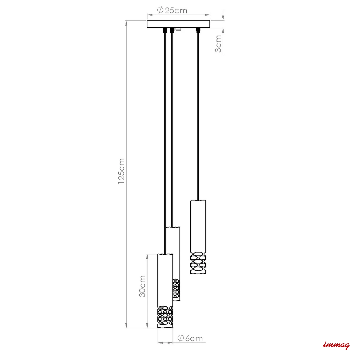 Lampa wisząca LIRO 3P biała zwis SL.1694 SOLLUX LIGHTING - wymiary