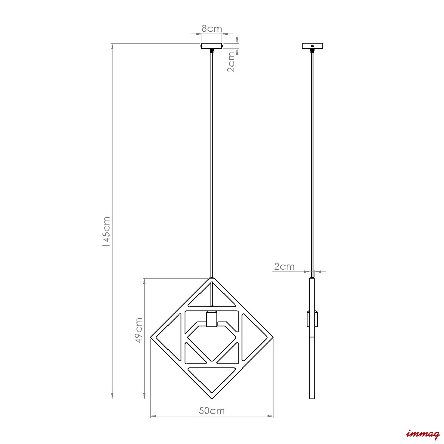 Lampa wisząca CARO zwis SL.1757 SOLLUX LIGHTING - wymiary