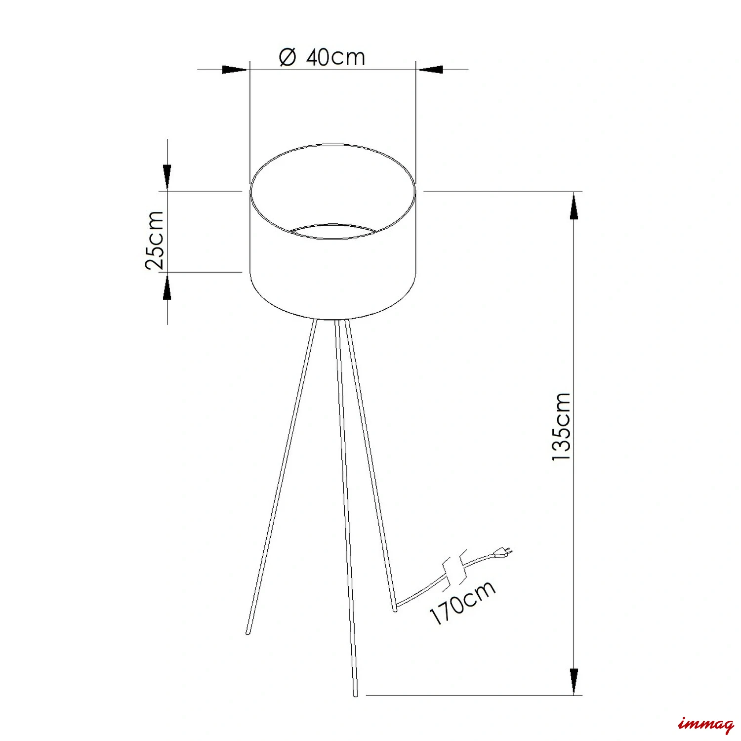 Lampa podłogowa NEVIA taupe lampa stojąca SL.1853 SOLLUX LIGHTING - wymiary