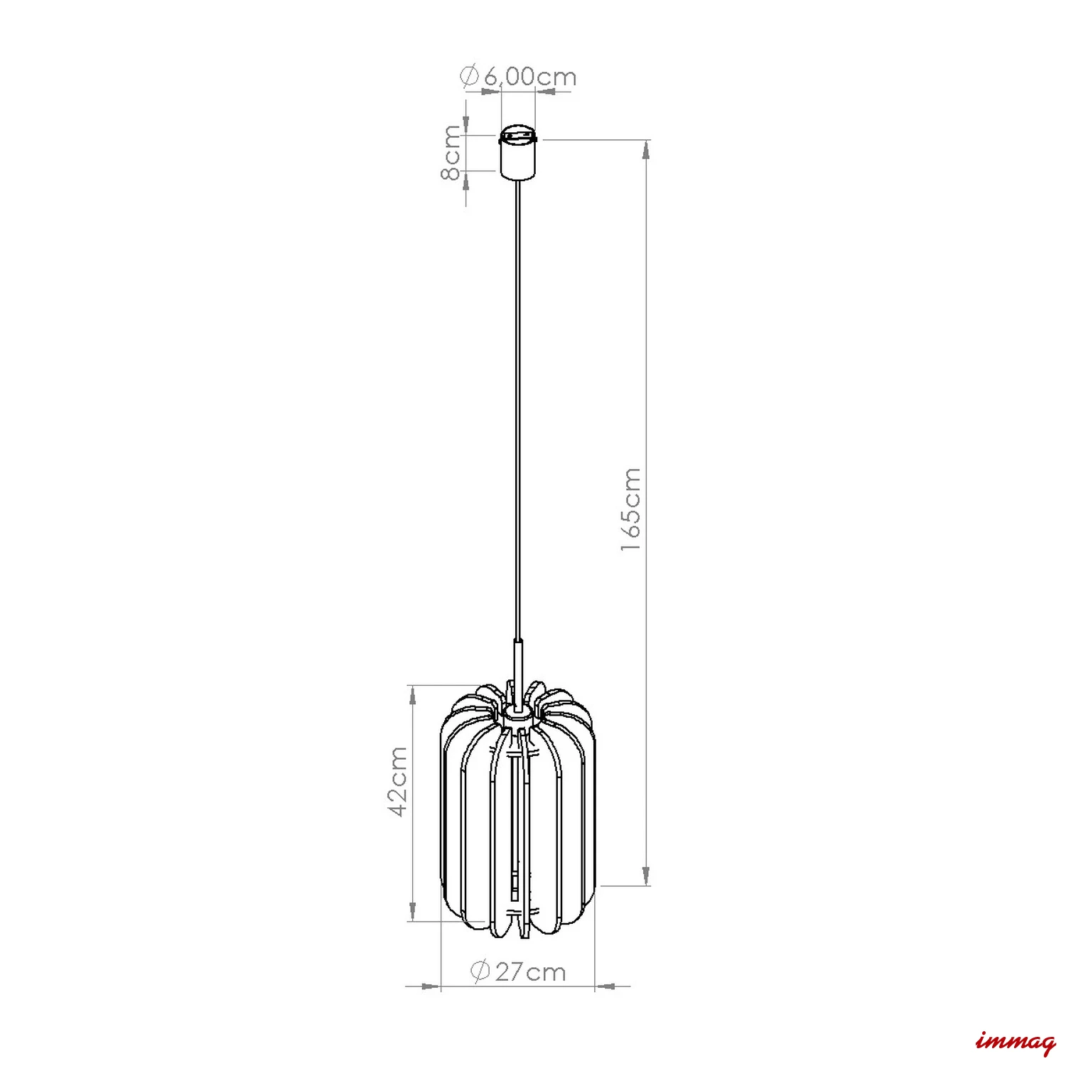 Lampa wisząca MULA 27 granatowa zwis SL.1859 SOLLUX LIGHTING - wymiary