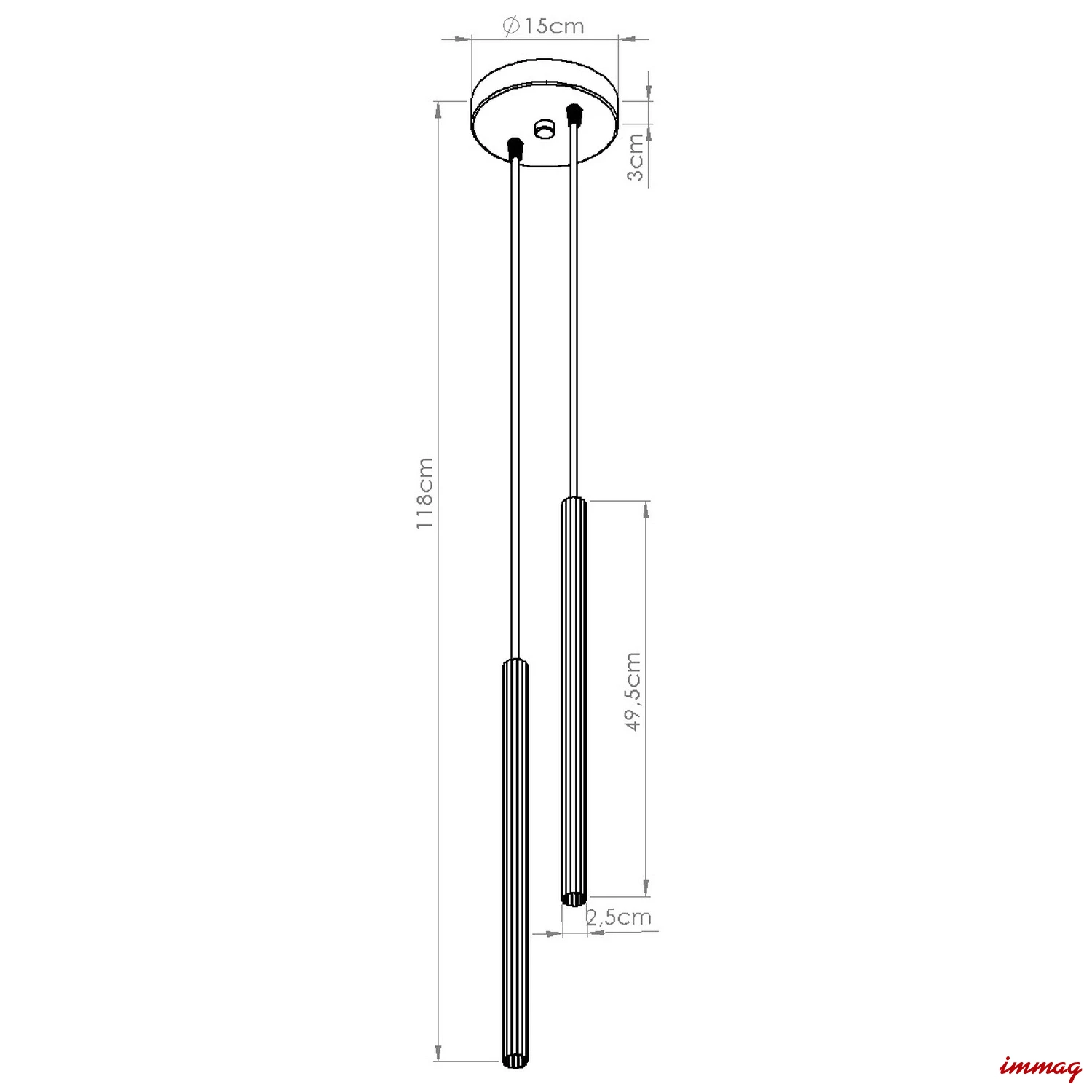 Lampa wisząca ARCHE 2P biała zwis SL.1866 SOLLUX LIGHTING - wymiary