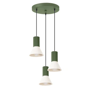 Lampa wisząca ESTRIA 3P beżowa/zielona oliwka zwis SL.1873 SOLLUX LIGHTING