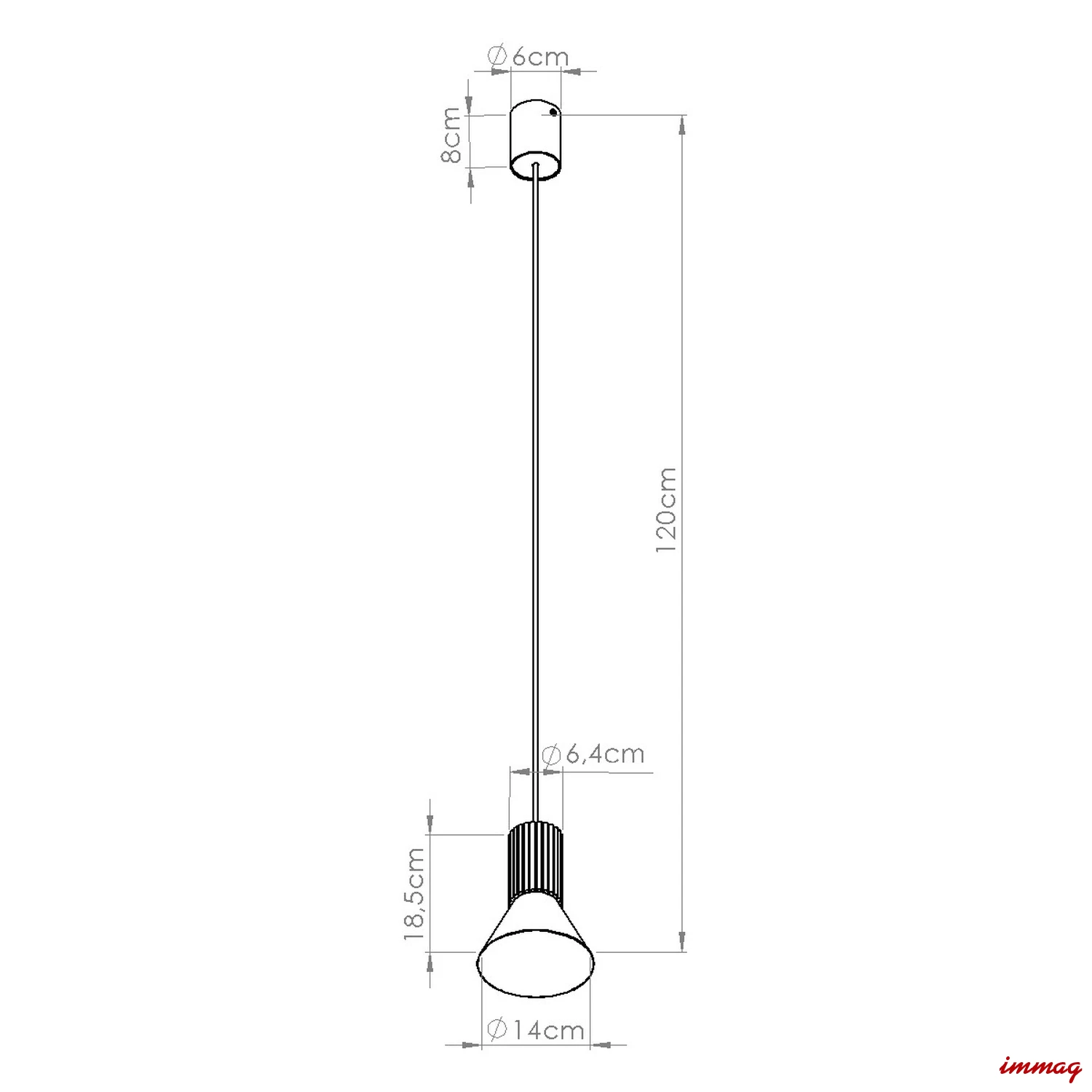 Lampa wisząca ESTRIA 1 biała/ultramaryna zwis SL.1874 SOLLUX LIGHTING - wymiary