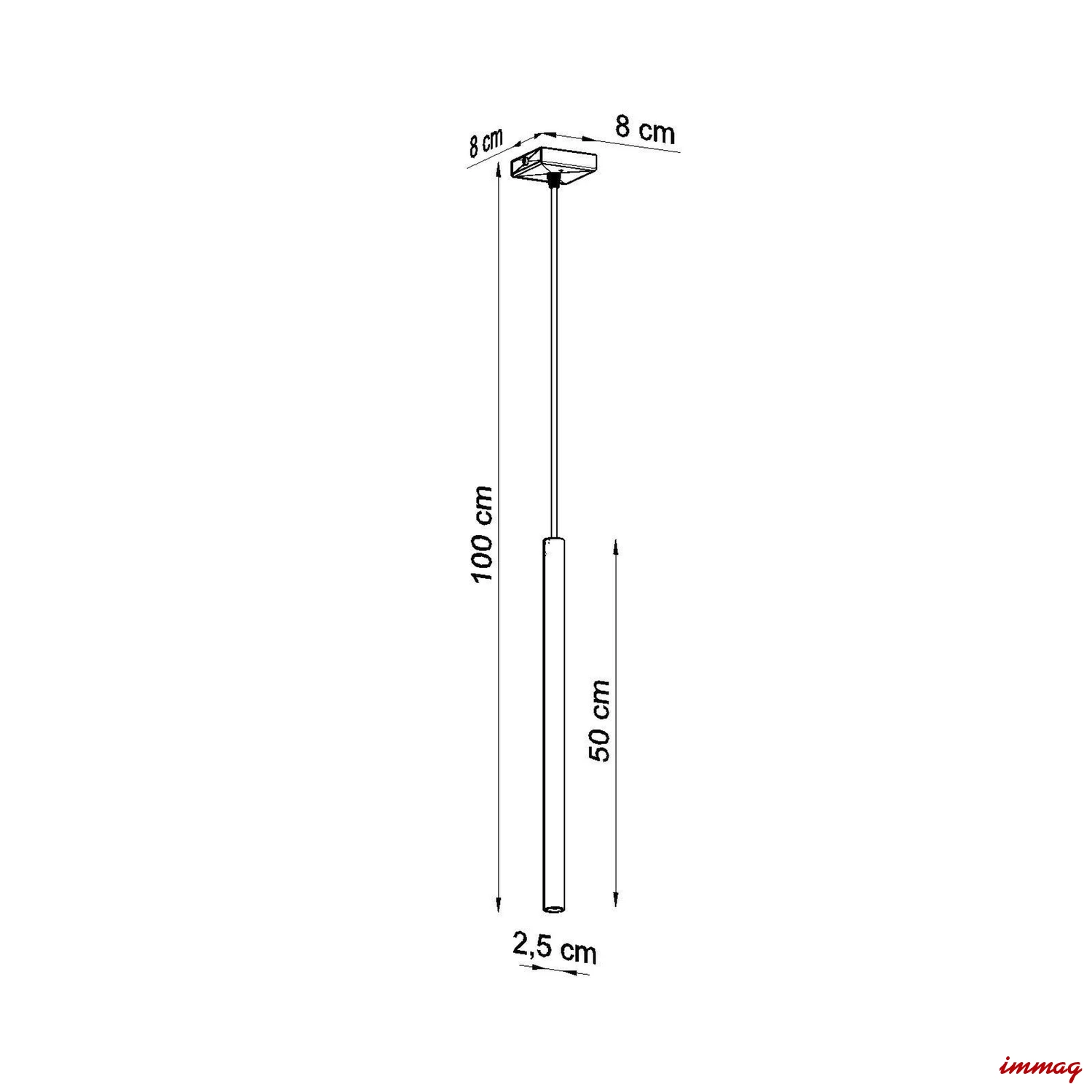 Lampa wisząca PASTELO 1 różowa zwis SL.2129 SOLLUX LIGHTING - wymiary