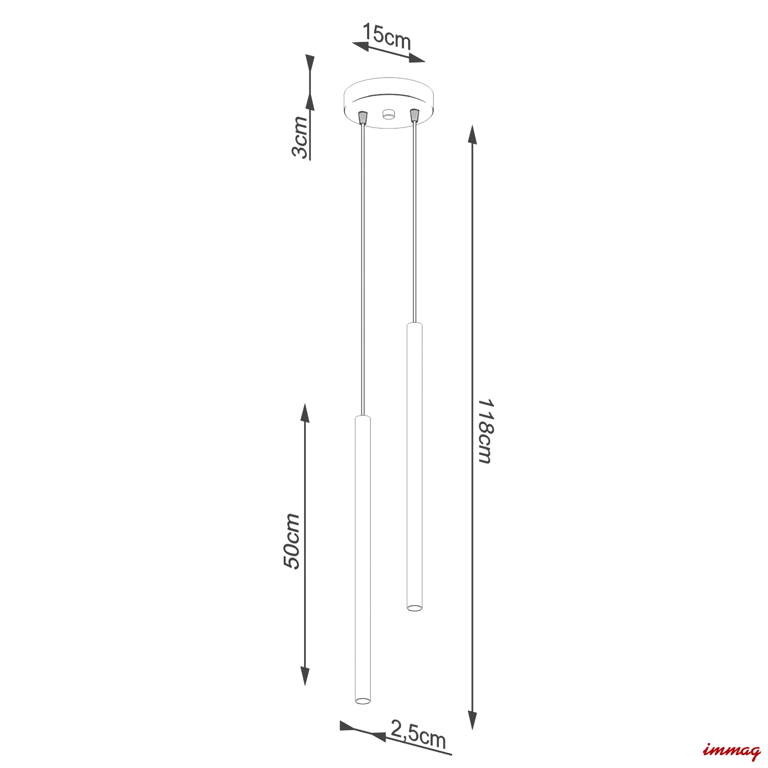 Lampa wisząca PASTELO 2 błękitna zwis SL.2150 SOLLUX LIGHTING - wymiary