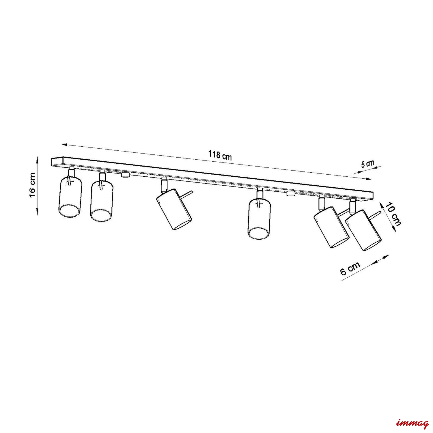 Lampa sufitowa RING 6L burgund plafon SL.2164 SOLLUX LIGHTING - wymiary