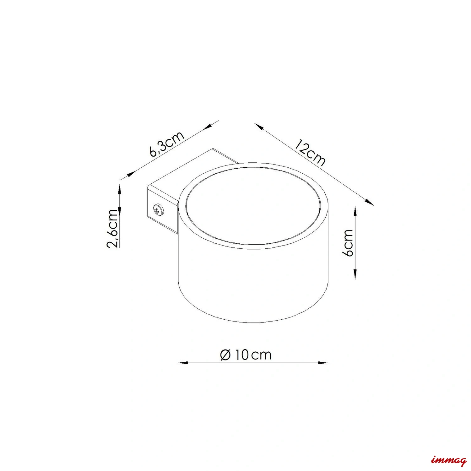 Lampa ścienna MODO 1 ochra czerwona Gx53 kinkiet SL.2449 SOLLUX LIGHTING - wymiary