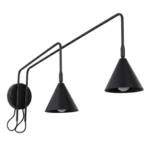 Lampa ścienna NOX 2 czarny z włącznikiem kinkiet SL.2507 SOLLUX LIGHTING