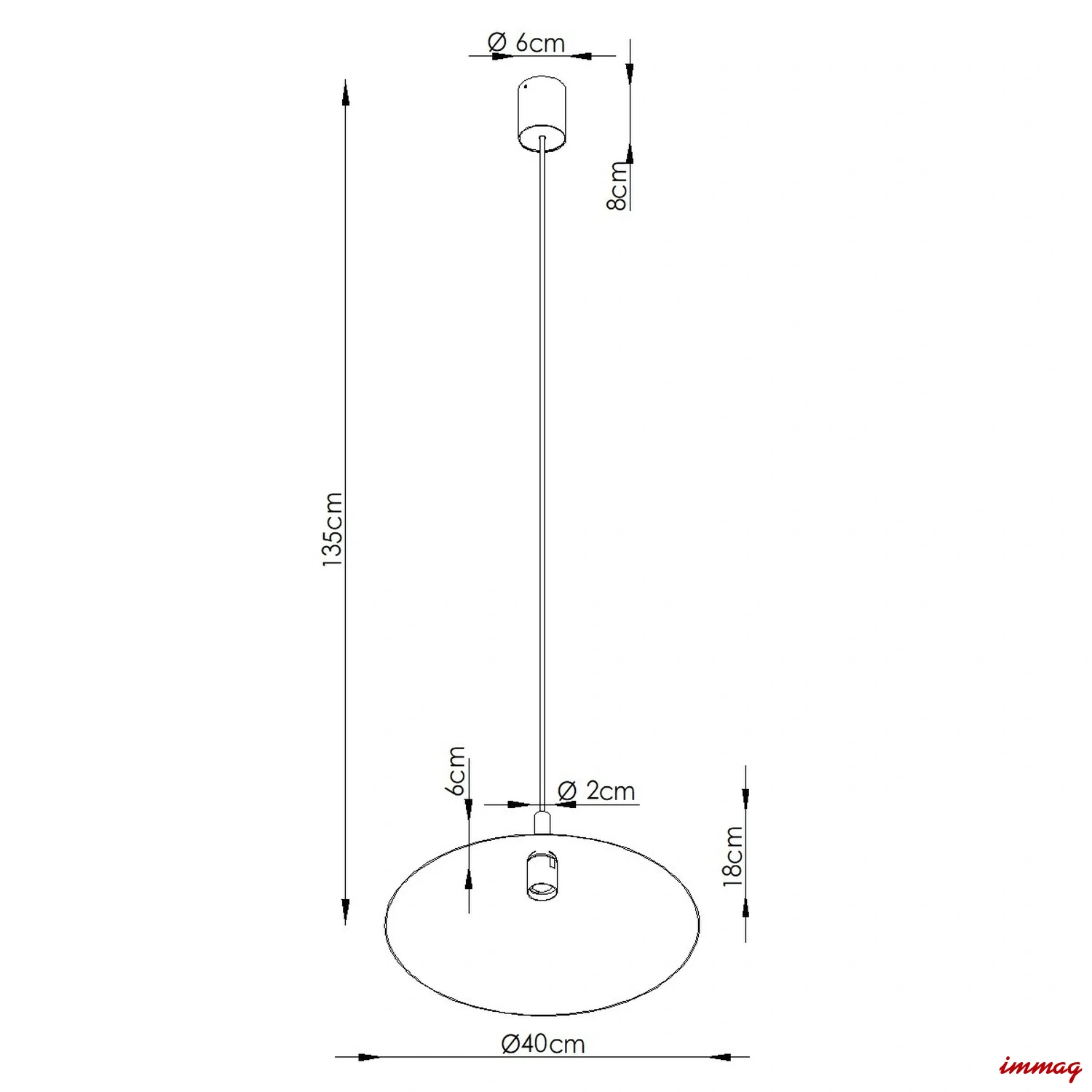 Lampa wisząca NOX 40 czarna zwis SL.2537 SOLLUX LIGHTING - wymiary