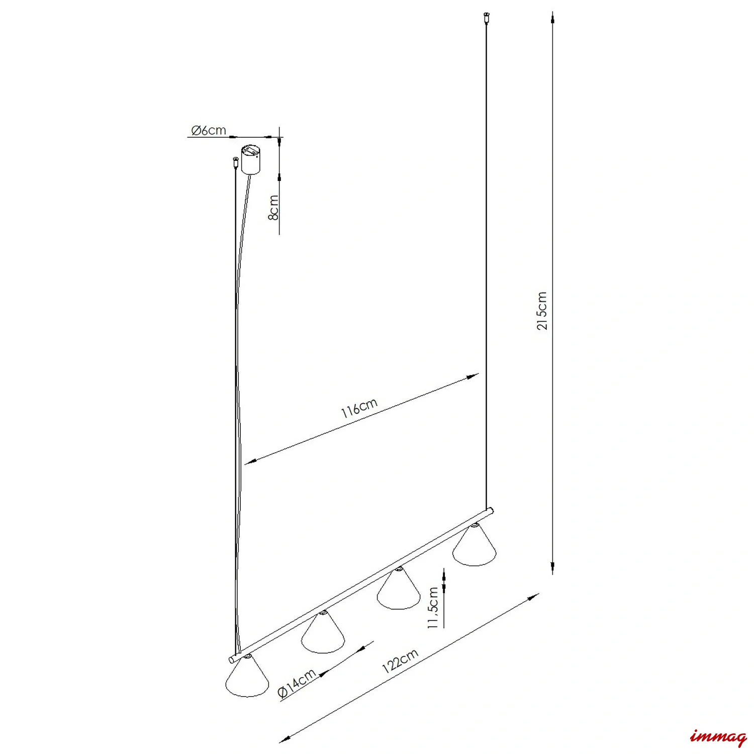 Lampa wisząca NOX 4L beżowa żyrandol SL.2554 SOLLUX LIGHTING - wymiary