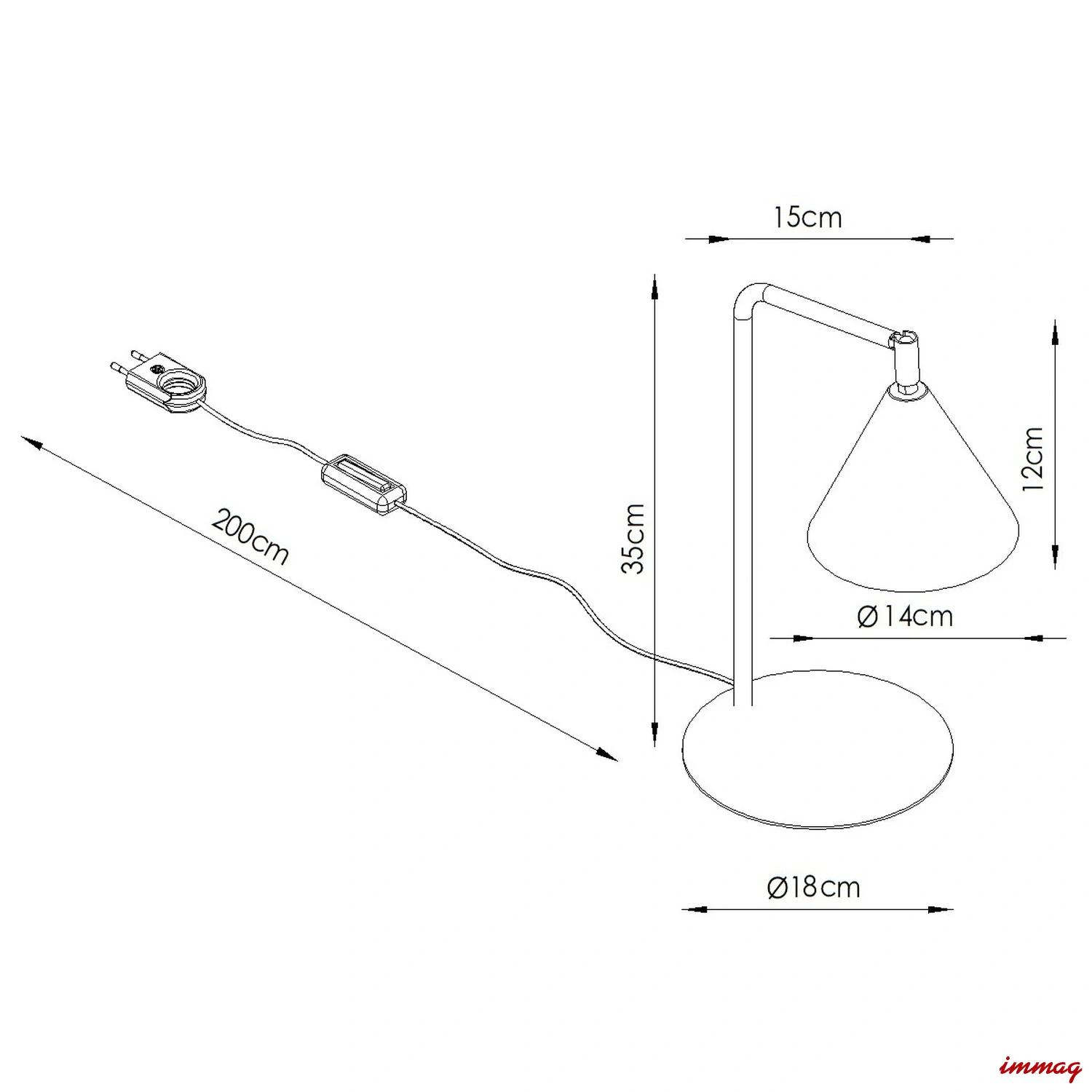 Lampa biurkowa NOX beżowa lampka biurkowa SL.2569 SOLLUX LIGHTING - wymiary