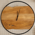 Zegar drewniany ścienny wiszący dąb lity w czarnym kole hand made Ø 80 cm olejowany