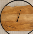 Zegar drewniany ścienny wiszący dąb lity w czarnym kole hand made Ø 80 cm olejowany