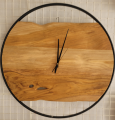 Zegar drewniany ścienny wiszący dąb lity w czarnym kole hand made Ø 80 cm olejowany
