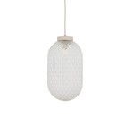 Beżowa lampa wisząca , klosz przeźroczysty Malindi A 12254
