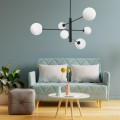 Lampa wisząca Dorado 6 czarna klosze kula  LP-002/6P BK