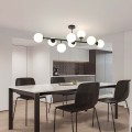 Lampa wisząca czarna ze szklanymi kloszami w kształcie kuli  Dorado 8 żarówek LP-002/8P BK