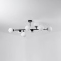 Lampa wisząca czarna ze szklanymi kloszami w kształcie kuli  Dorado 8 żarówek LP-002/8P BK