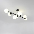 Lampa wisząca czarna ze szklanymi kloszami w kształcie kuli  Dorado 8 żarówek LP-002/8P BK