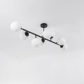 Lampa wisząca czarna ze szklanymi kloszami w kształcie kuli  Dorado 8 żarówek LP-002/8P BK