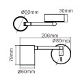 Kinkiet z wysięgnikiem czarny Snow LP-731/1WL BK Light Prestige