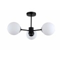 Krótka lampa wisząca czarna białe kule Roma 3 LP-1345/3P BK