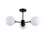 Krótka lampa wisząca czarna białe kule Roma 3 LP-1345/3P BK