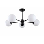 Krótka lampa wisząca czarna białe kule Roma 5 LP-1345/5P BK