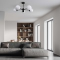 Krótka lampa wisząca czarna białe kule Roma 5 LP-1345/5P BK