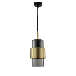 Lampa wisząca na 1 żarówkę dymiony klosz Miele LP-866/1P SM/GD