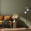 Lampa podłogowa czarna białe kule Dorado LP-002/3F BK