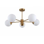 Krótka lampa wisząca złota białe kule Roma 5 LP-1345/5P GD