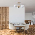 Krótka lampa wisząca złota białe kule Roma 3 LP-1345/3P GD
