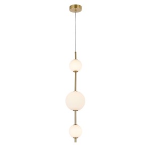 Lampa wisząca pionowa mleczne kule Dorado złota LP-002/3V