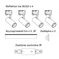 Reflektor ZESTAW OŚWIETLENIA SZYNOWEGO ICE SET 3F czarny spot LP-732 4W BK SET LIGHT PRESTIGE